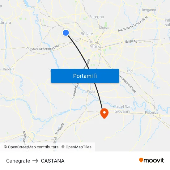Canegrate to CASTANA map