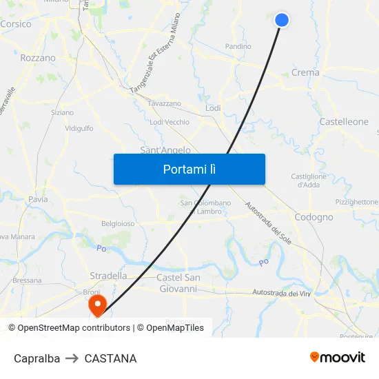 Capralba to CASTANA map