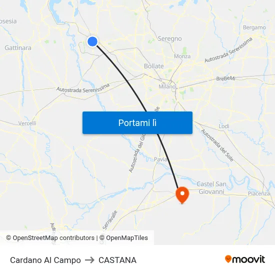 Cardano Al Campo to CASTANA map