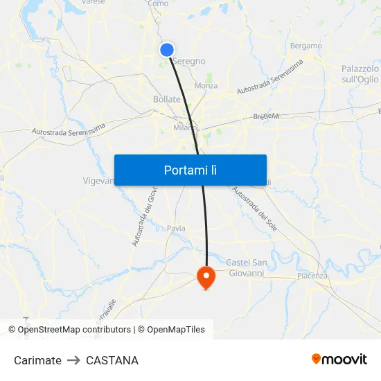 Carimate to CASTANA map