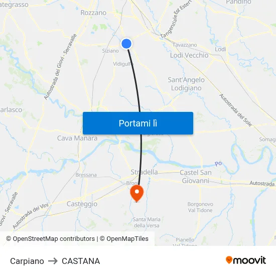 Carpiano to CASTANA map