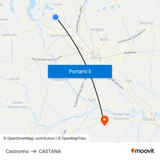 Castronno to CASTANA map