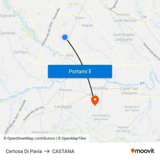 Certosa Di Pavia to CASTANA map