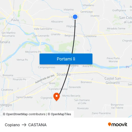Copiano to CASTANA map
