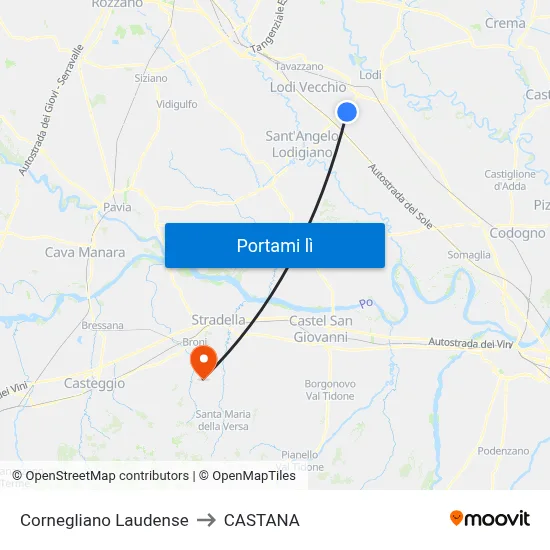 Cornegliano Laudense to CASTANA map