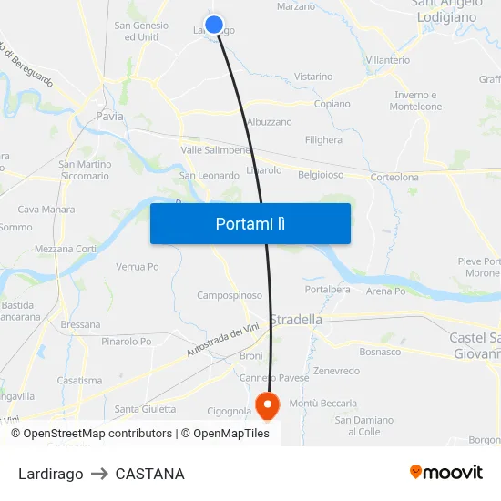 Lardirago to CASTANA map