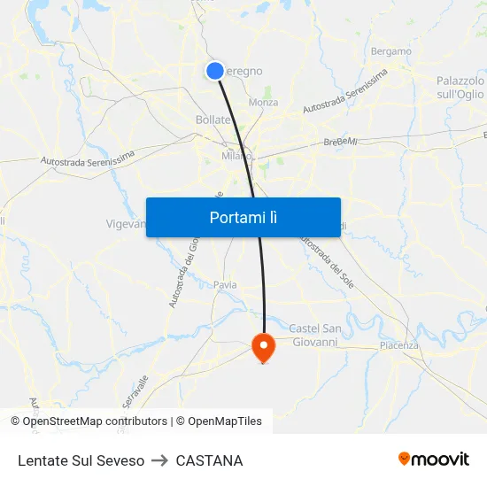 Lentate Sul Seveso to CASTANA map