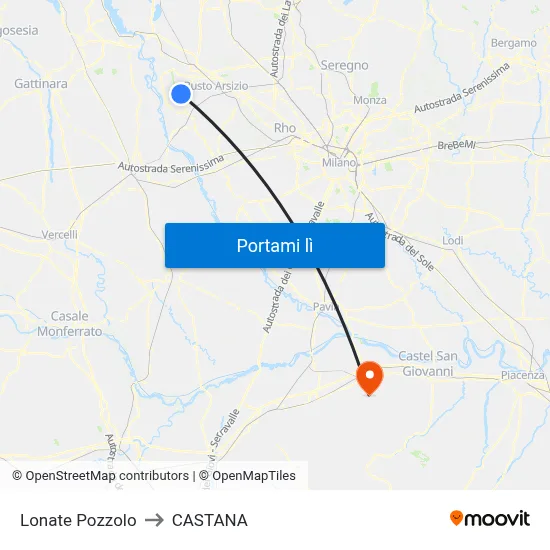Lonate Pozzolo to CASTANA map