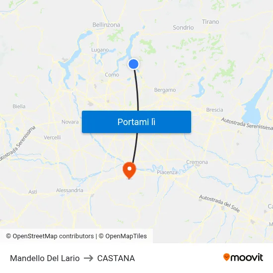 Mandello Del Lario to CASTANA map