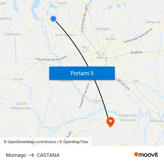 Mornago to CASTANA map