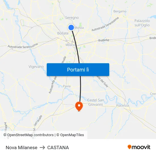 Nova Milanese to CASTANA map