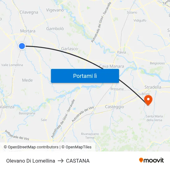 Olevano Di Lomellina to CASTANA map