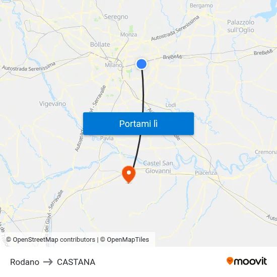 Rodano to CASTANA map