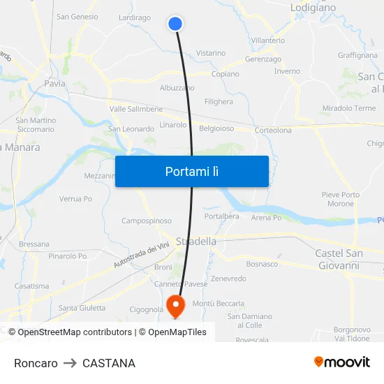 Roncaro to CASTANA map
