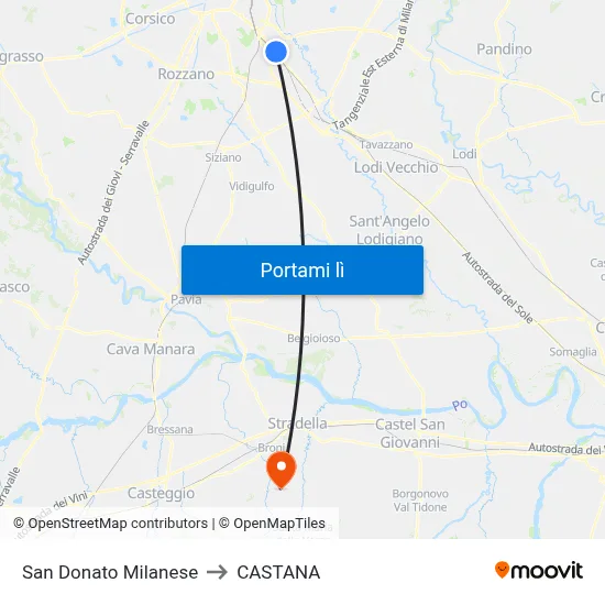 San Donato Milanese to CASTANA map