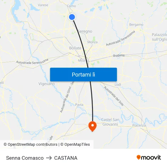 Senna Comasco to CASTANA map