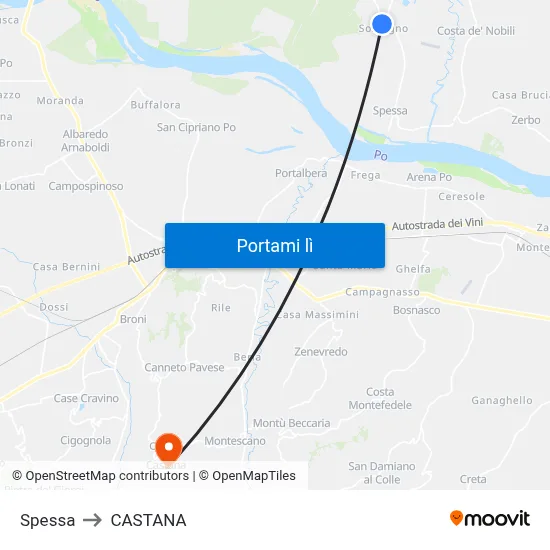 Spessa to CASTANA map