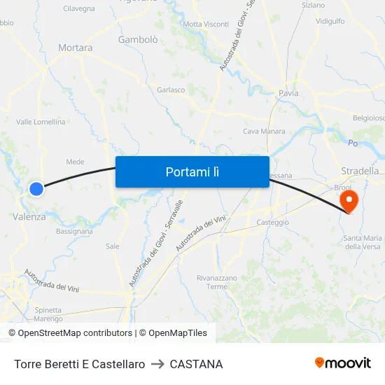 Torre Beretti E Castellaro to CASTANA map