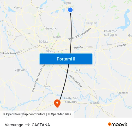 Vercurago to CASTANA map