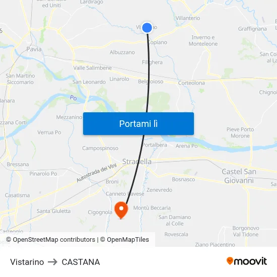 Vistarino to CASTANA map
