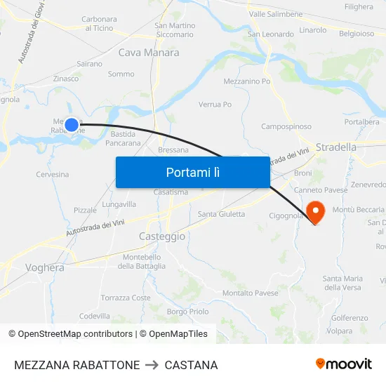 MEZZANA RABATTONE to CASTANA map