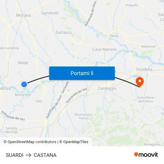 SUARDI to CASTANA map