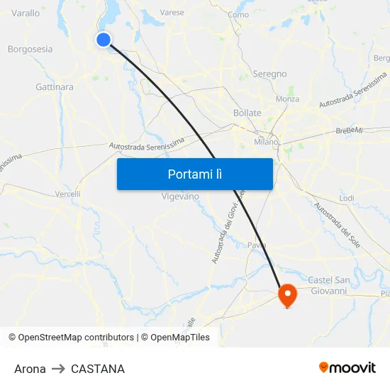 Arona to CASTANA map