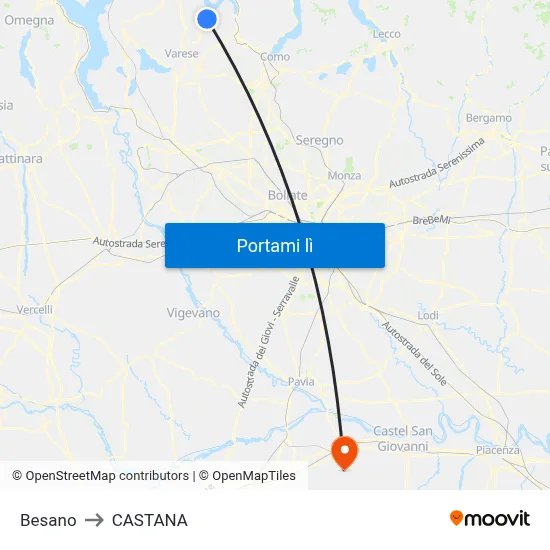 Besano to CASTANA map