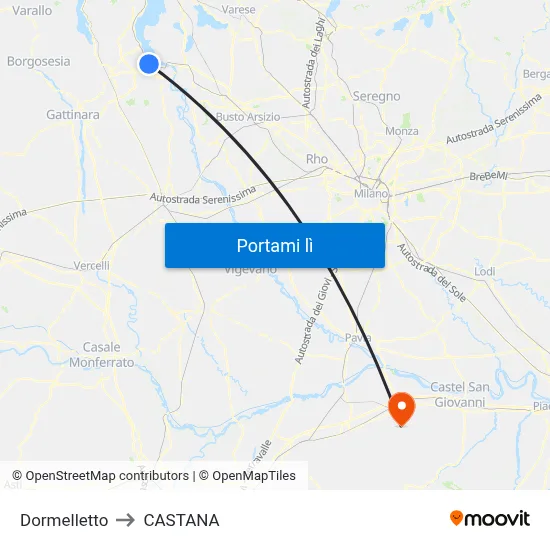 Dormelletto to CASTANA map
