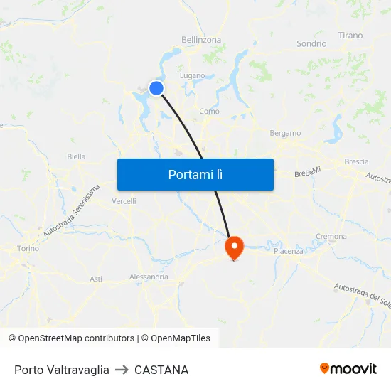Porto Valtravaglia to CASTANA map