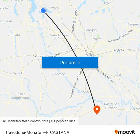 Travedona-Monate to CASTANA map