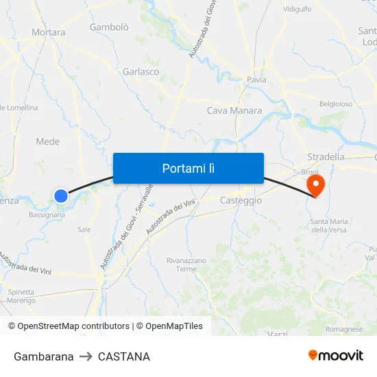 Gambarana to CASTANA map