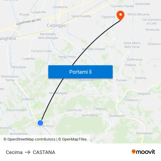 Cecima to CASTANA map