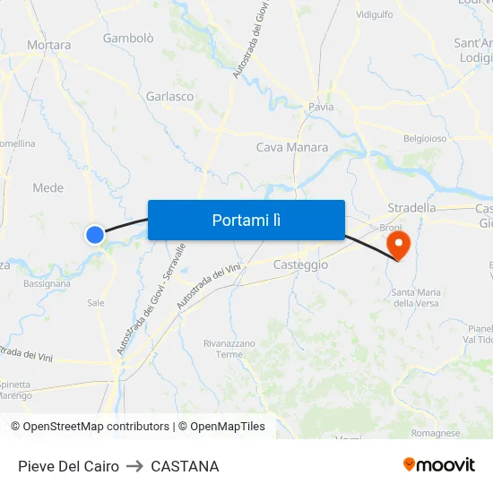 Pieve Del Cairo to CASTANA map