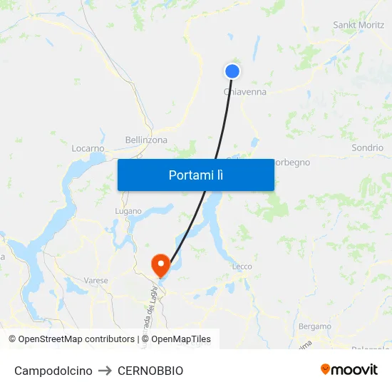 Campodolcino to CERNOBBIO map