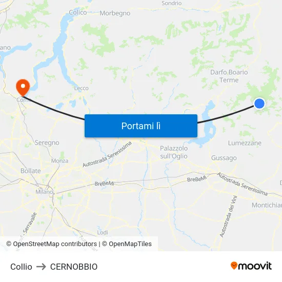 Collio to CERNOBBIO map