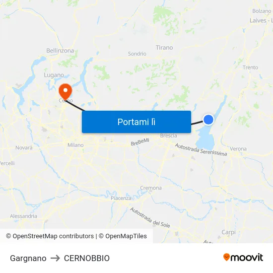 Gargnano to CERNOBBIO map