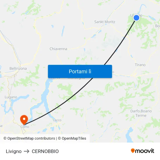 Livigno to CERNOBBIO map