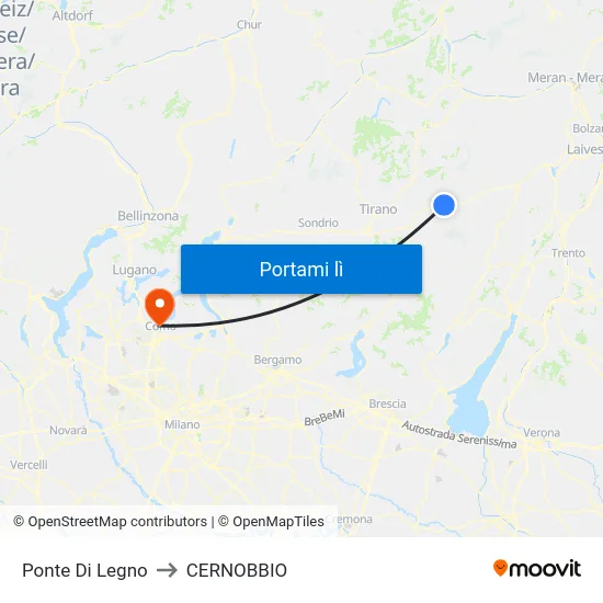 Ponte Di Legno to CERNOBBIO map