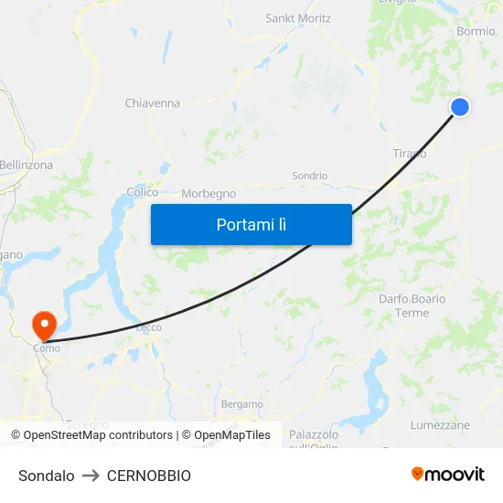 Sondalo to CERNOBBIO map