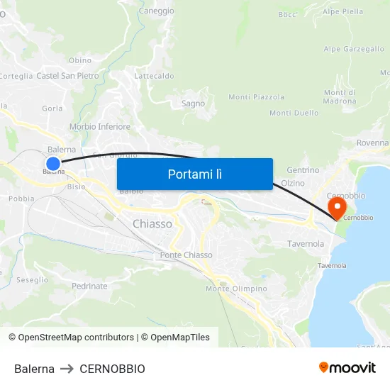 Balerna to CERNOBBIO map