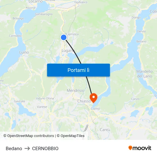 Bedano to CERNOBBIO map