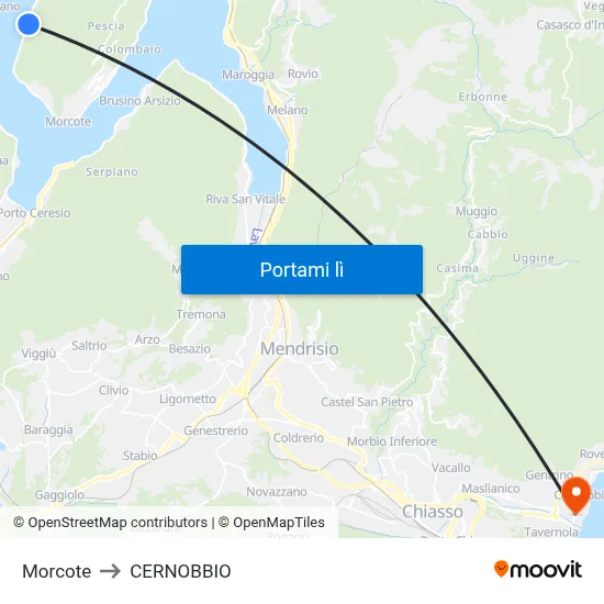 Morcote to CERNOBBIO map