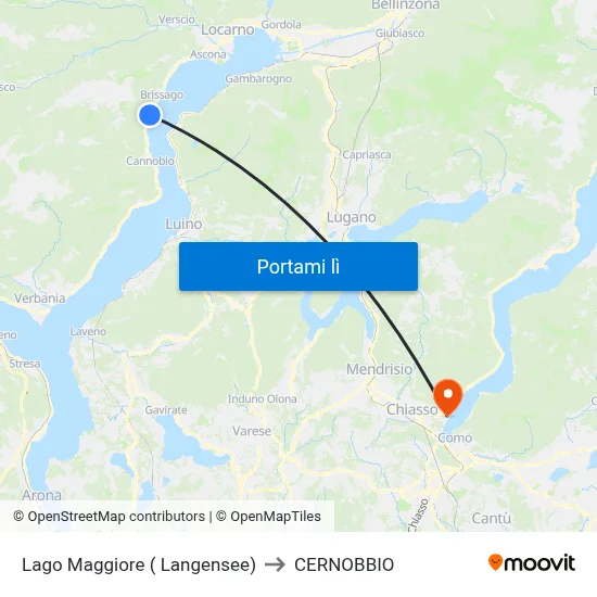 Lago Maggiore ( Langensee) to CERNOBBIO map