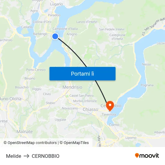 Melide to CERNOBBIO map
