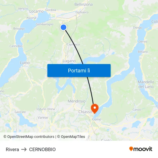 Rivera to CERNOBBIO map