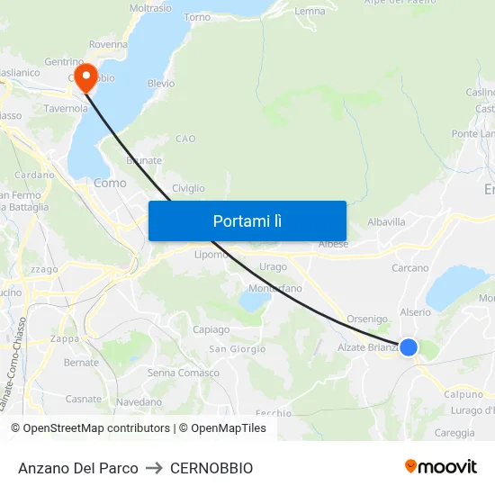 Anzano Del Parco to CERNOBBIO map