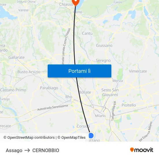 Assago to CERNOBBIO map