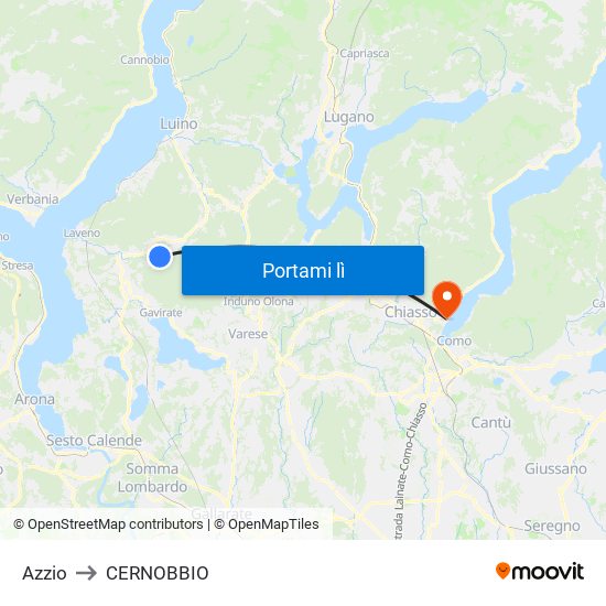 Azzio to CERNOBBIO map