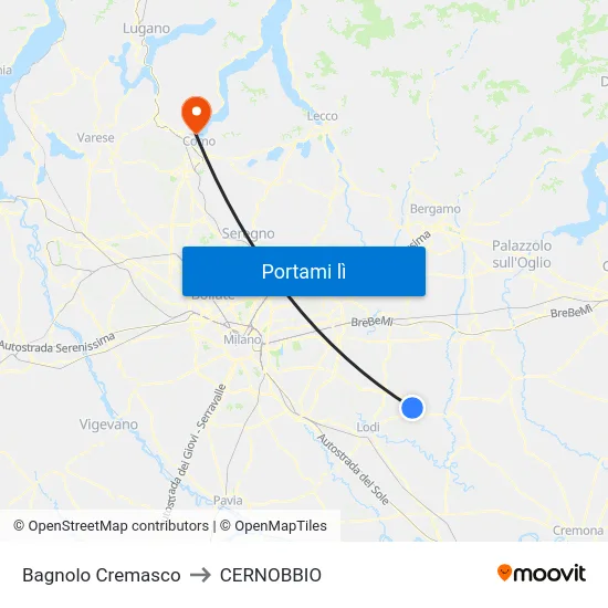 Bagnolo Cremasco to CERNOBBIO map